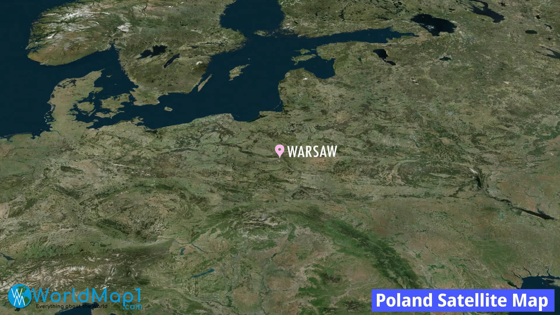 Polen Satellitenkarte und Warschau